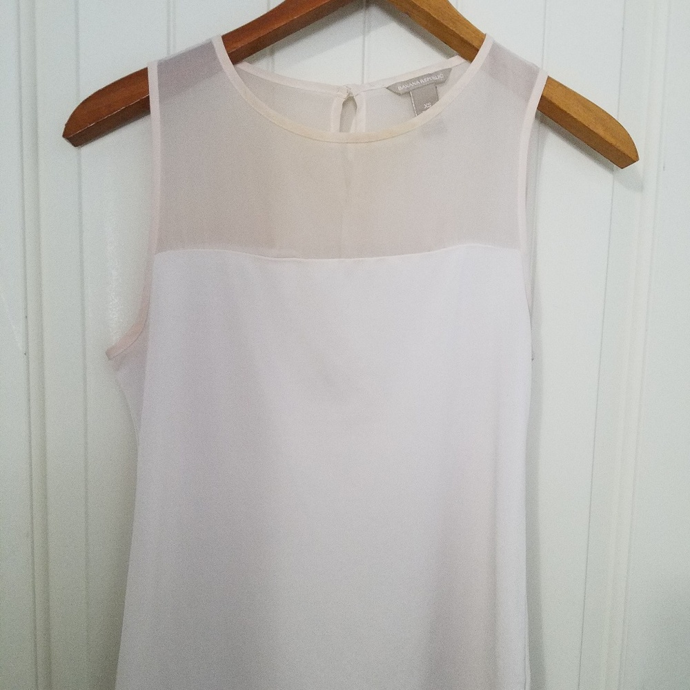 Banana Republic sheer neck sleeveless blouse